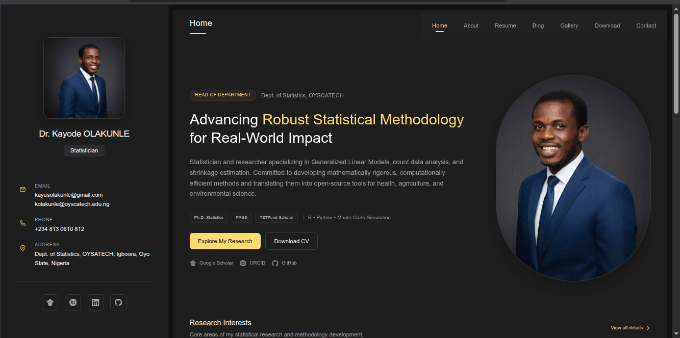 Academic Portfolio & CV Platform
